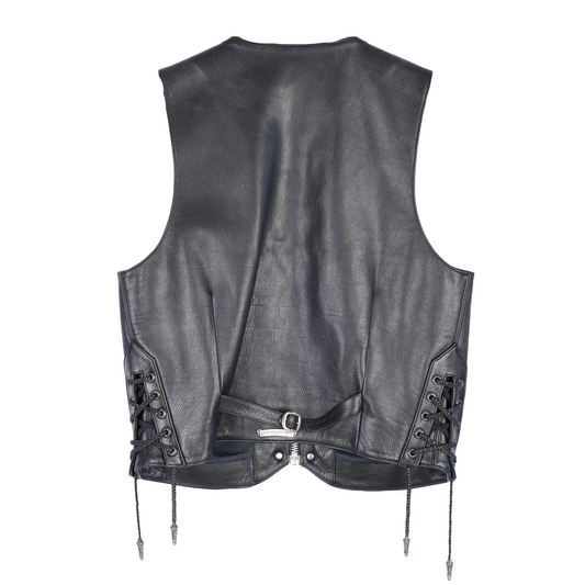 CHROME HEARTS PLAIN BLACK LEATHER VEST SIZE LARGE