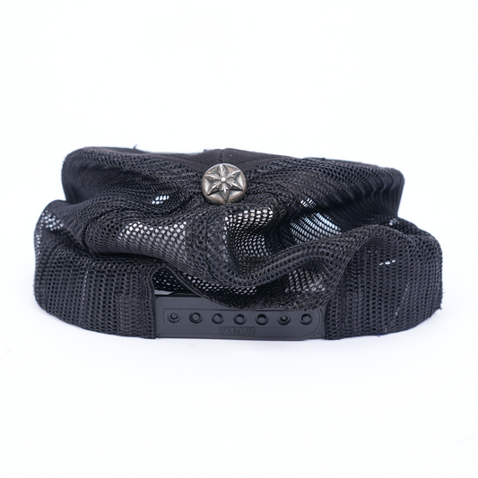 CHROME HEARTS VINTAGE 3 STAR PATCH BLACK TRUCKER HAT