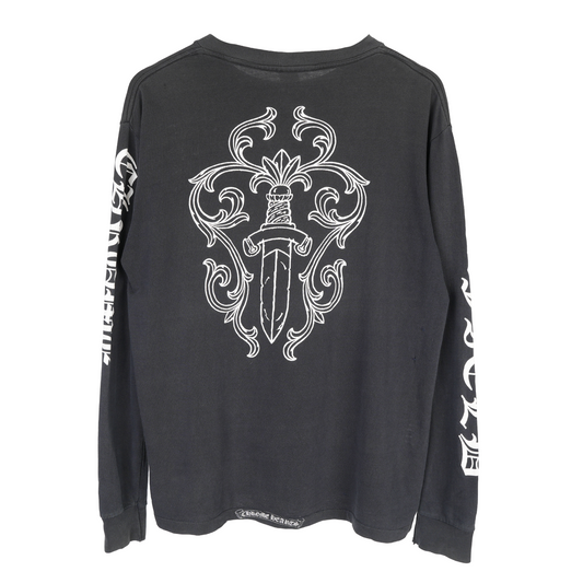 CHROME HEARTS 1990'S BLACK VINTAGE MAXFIELD LONG SLEEVE VINE DAGGER T-SHIRT
