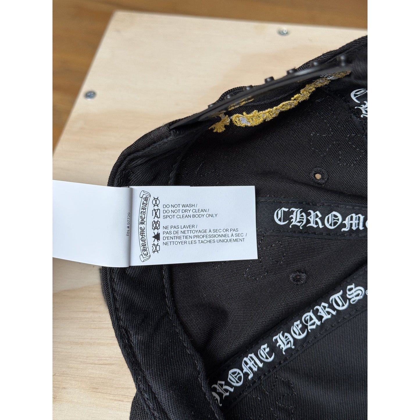 chrome hearts black and yellow patch hat