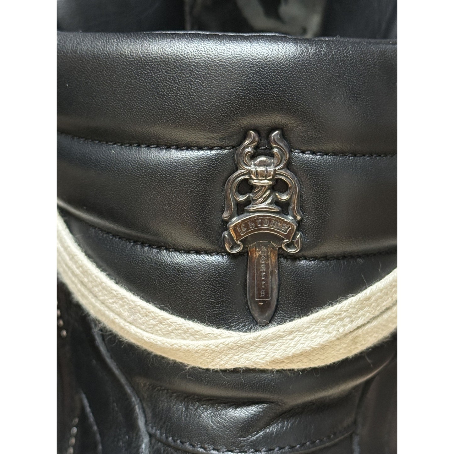 RICK OWENS X CHROME HEARTS BLACK GEOBASKETS SIZE 41