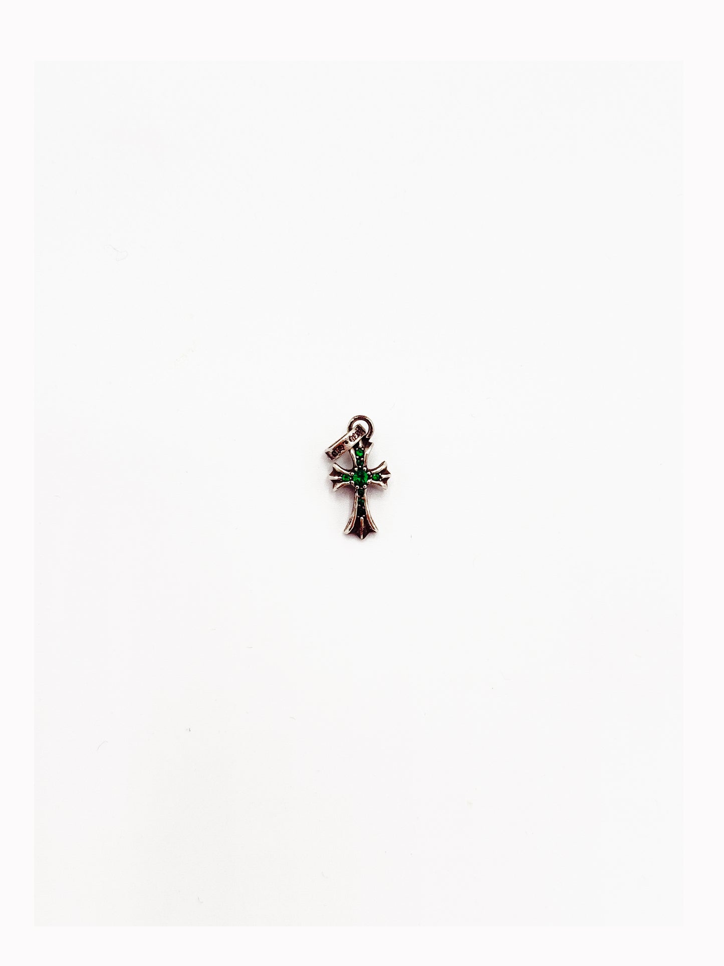 Chrome Hearts Sterling Silver Emerald Baby Fat Gem Stone Pendant