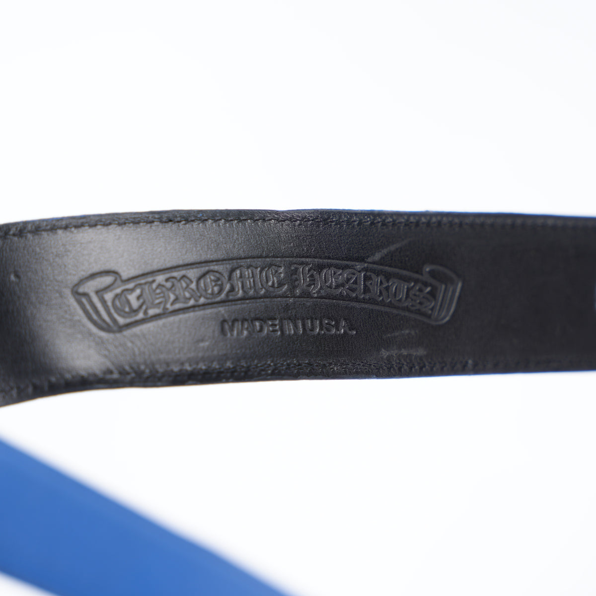 CHROME HEARTS BLUE LEATHER BELT STRAP