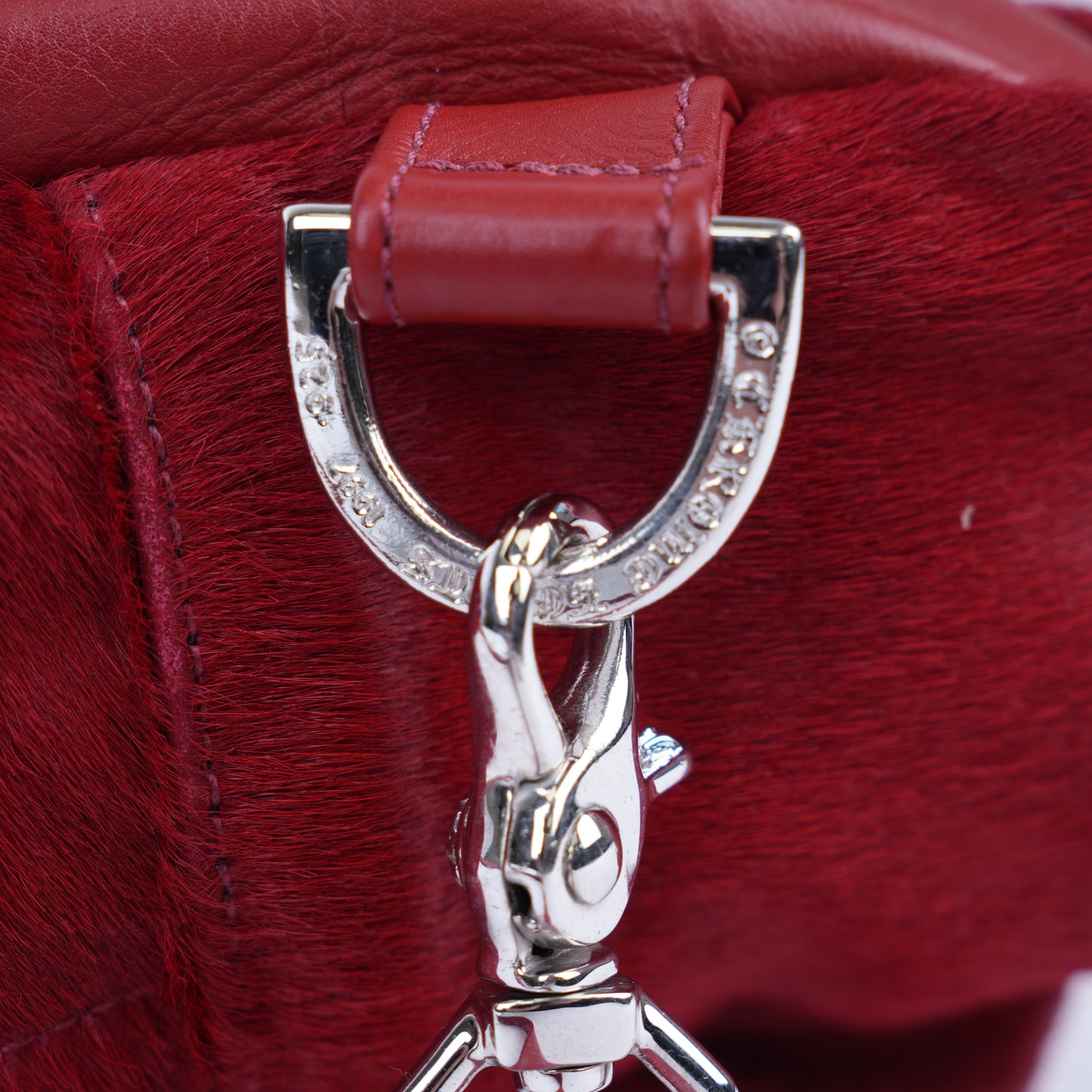 CHROME HEARTS RED MINI PONYHAIR HEART BACKPACK