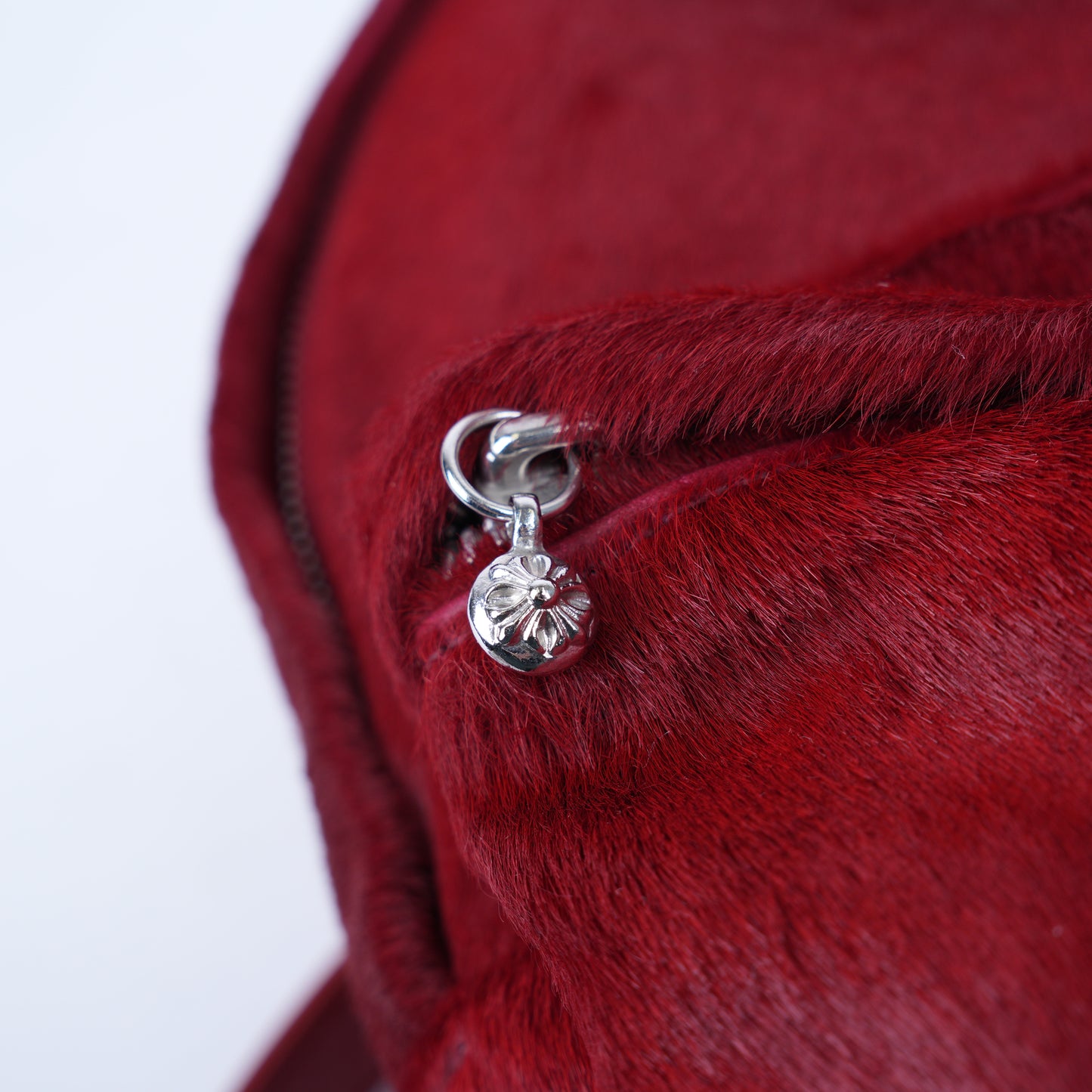 CHROME HEARTS RED MINI PONYHAIR HEART BACKPACK