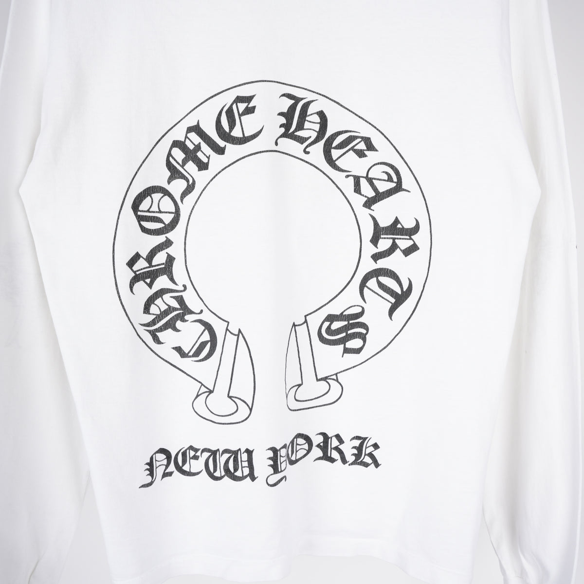CHROME HEARTS VINTAGE WHITE HORSESHOE FLORAL CROSS POCKET LONG SLEEVE