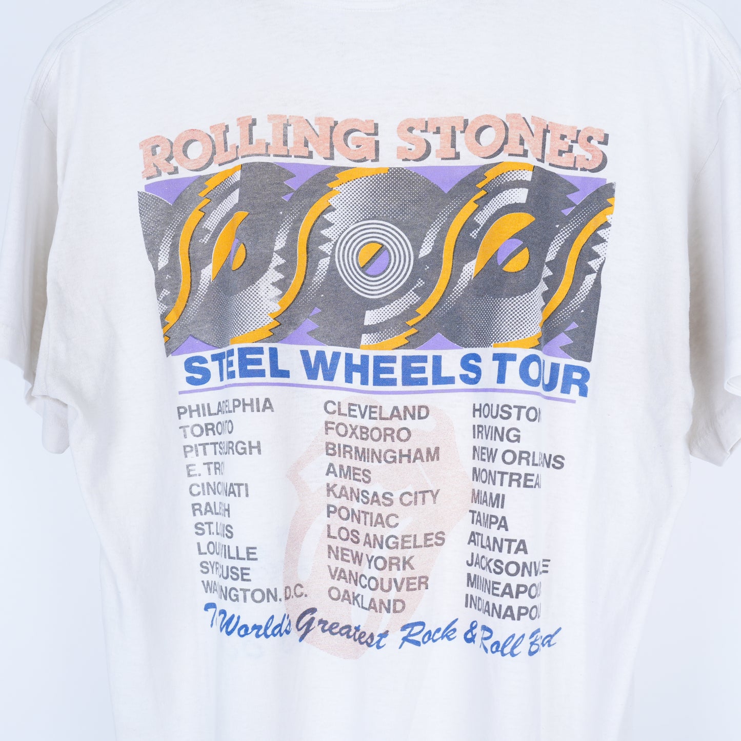 Faded White 1989 Rolling Stones Tongue T-Shirt