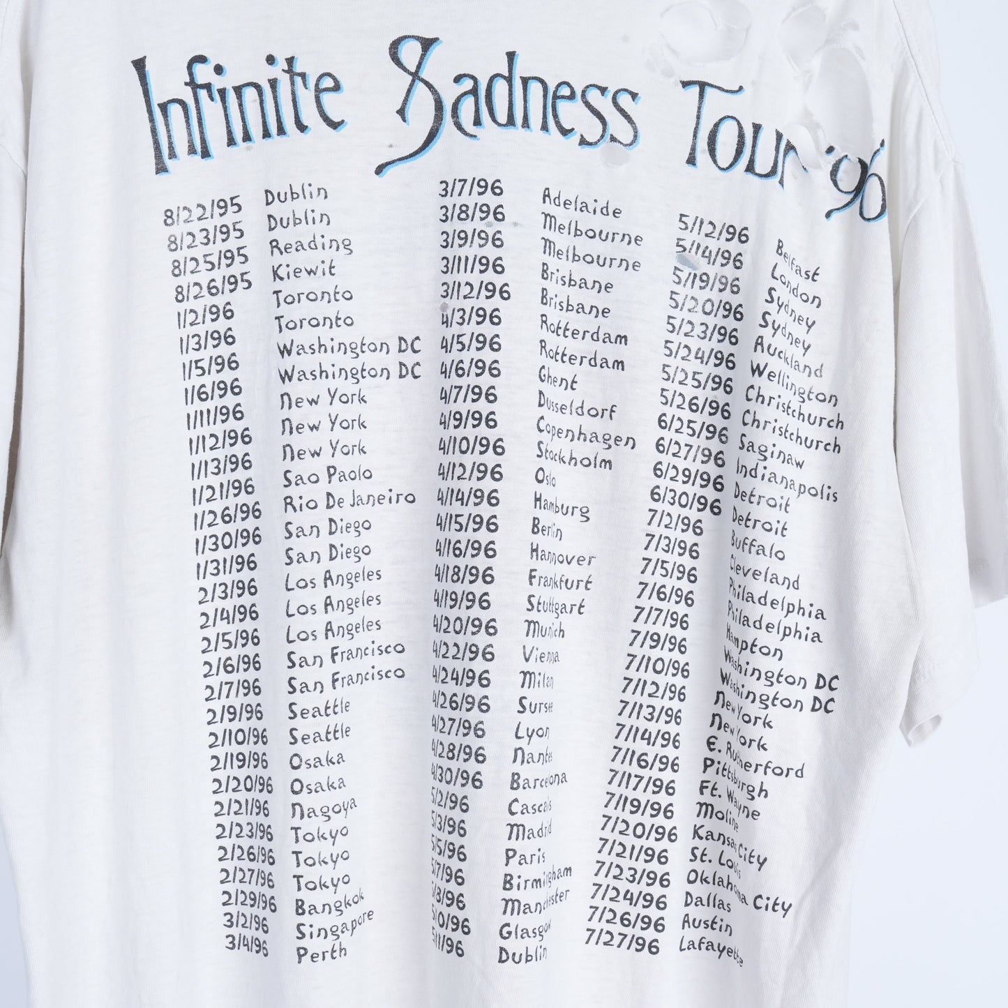 VINTAGE THRASHED SMASHING PUMPKINS INFINITE SADNESS TOUR T-SHIRT