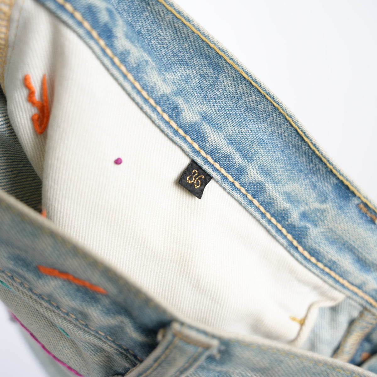 KAPITAL EL PASO FLARED PATCHWORK 14OZ DENIM