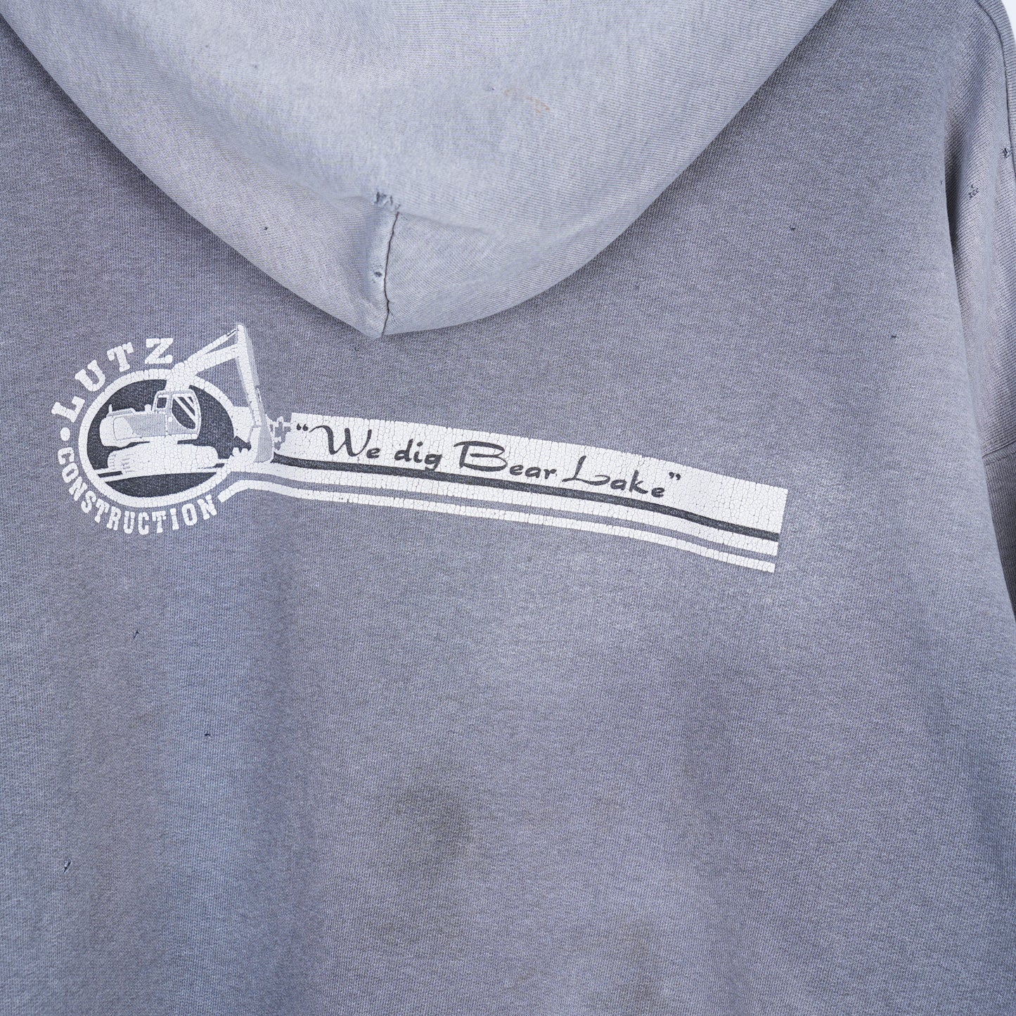 FADED GREY THRASHED CONSTRUCTION HOODIE