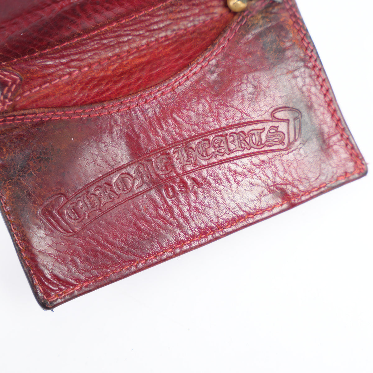 CHROME HEARTS VINTAGE RED CROSS PATCH TRI-FOLD WALLET