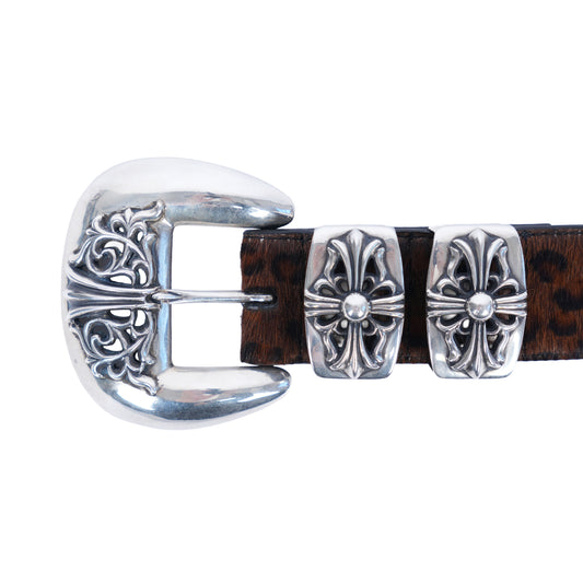 CHROME HEARTS WESTERN LEOPARD 4 PIECE BELT
