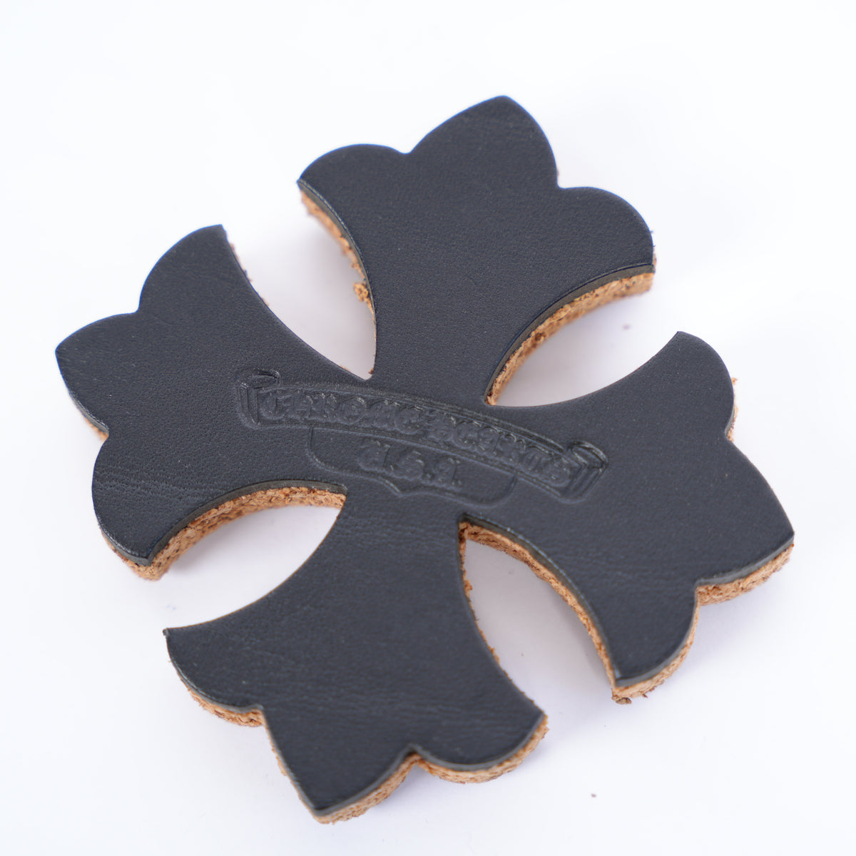 CHROME HEARTS PLUS CROSS LEATHER CORK COASTER