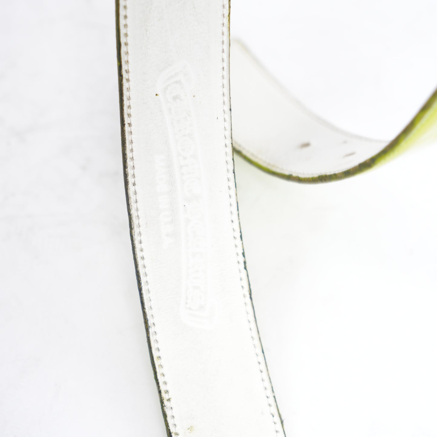 CHROME HEARTS OVAL BELT WITH PATENT LEATHER LIME GREEN STRAP