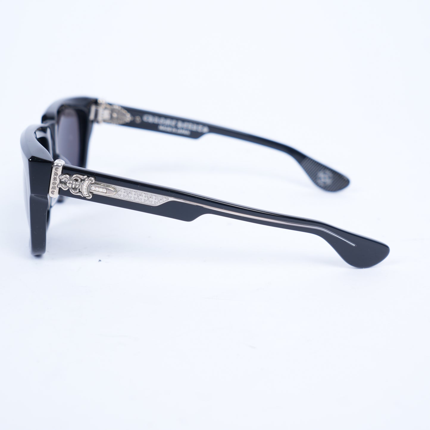 CHROME HEARTS GLOSSY BOX OFFICER SUNGLASSES WITH DIAMOND