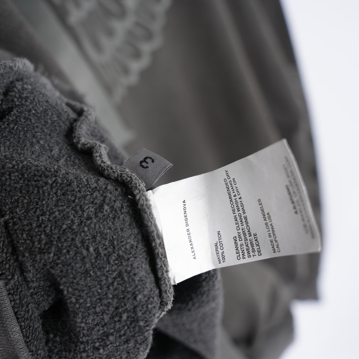 ALEXANDER DIGENOVA GREY LEATHER SCRAP LOGO PULLOVER HOODIE