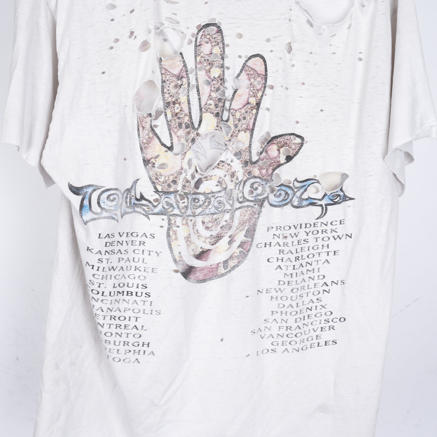 THRASHED LOLLAPALOOZA '94 WHITE T-SHIRT