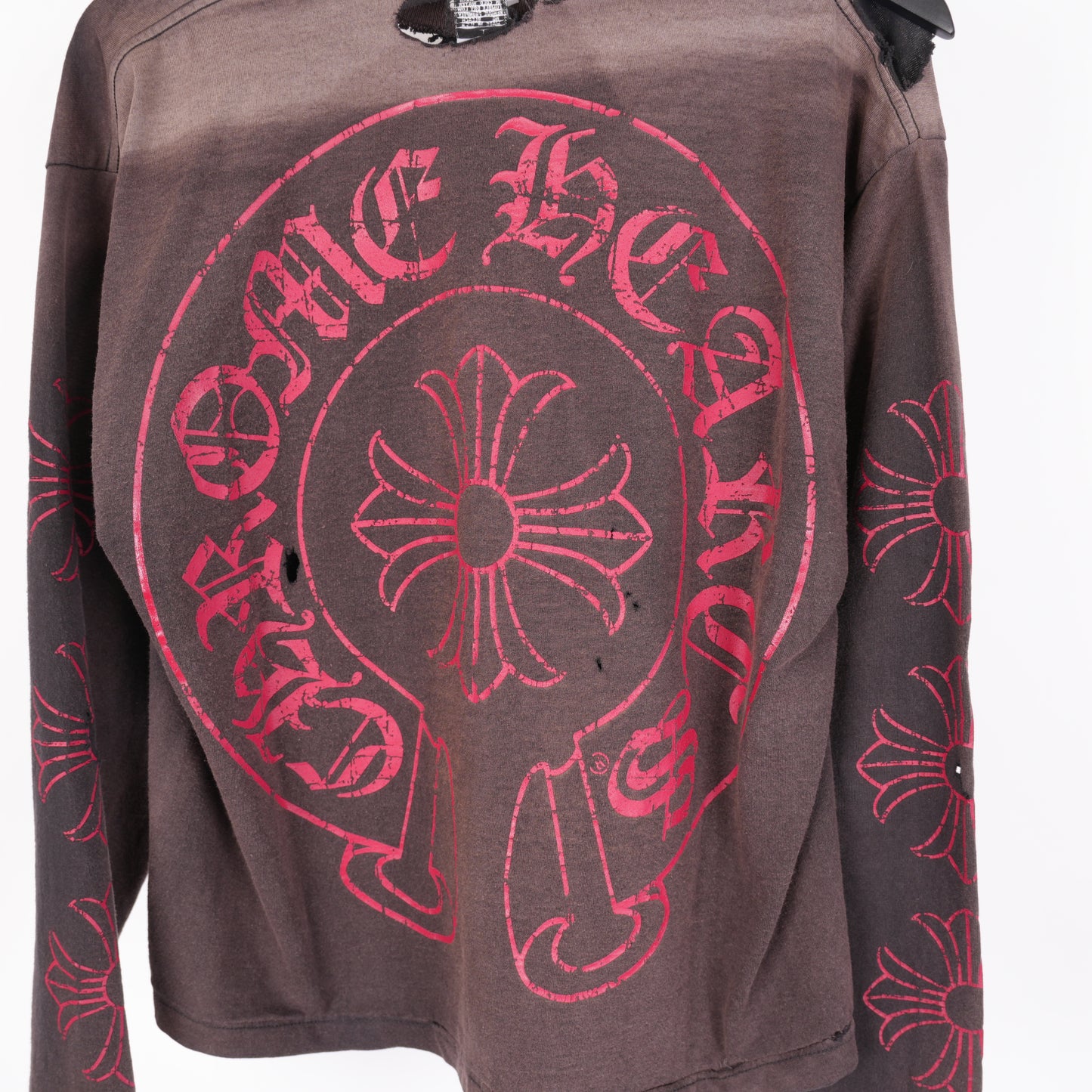 CHROME HEARTS VINTAGE THRASHED RED CROSS LONG SLEEVE