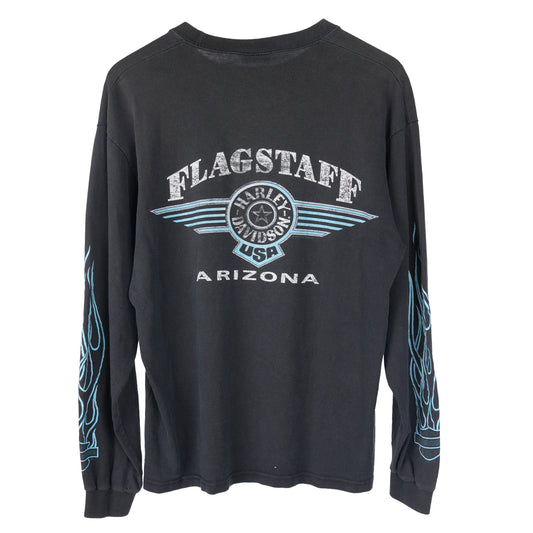 VINTAGE SKULL BLUE FLAME LONG SLEEVE T SHIRT HARLEY DAVIDSON