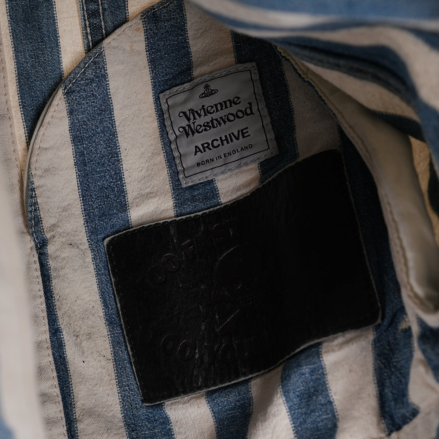 VIVIENNE WESTWOOD BLUE STRIPED SKULL PRINTED DENIM JACKET