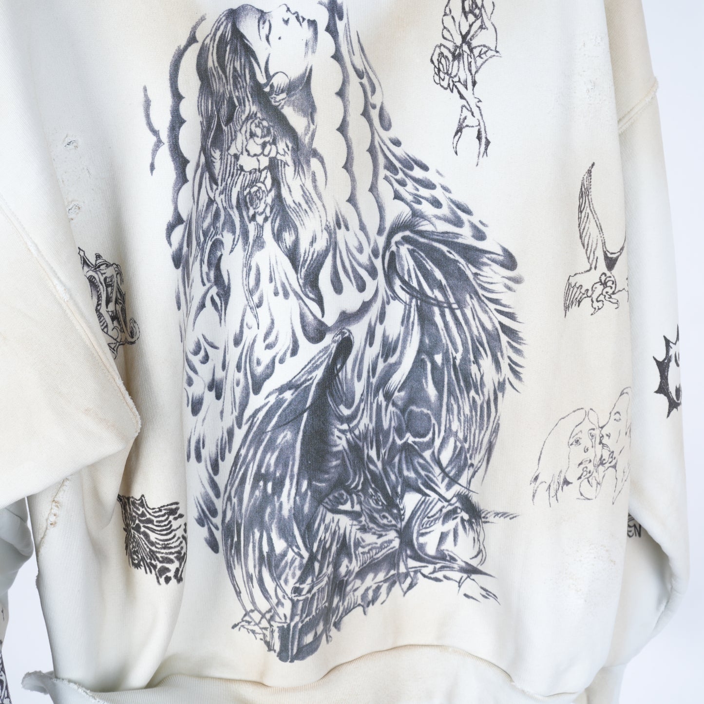 BALENCIAGA WHITE TATTOO ZIP UP HOODIE