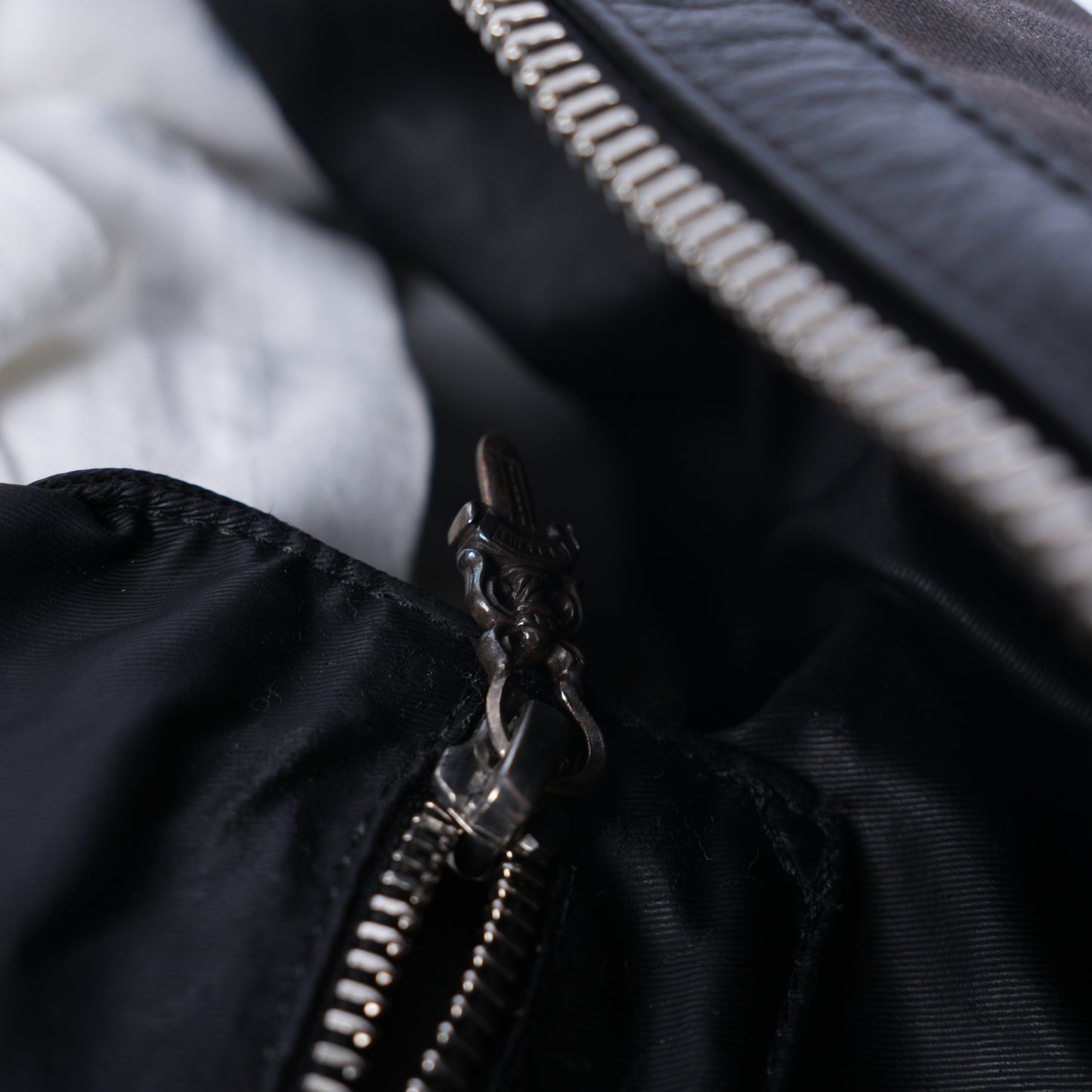 CHROME HEARTS BLACK LEATHER PATCH DUFFLE BAG