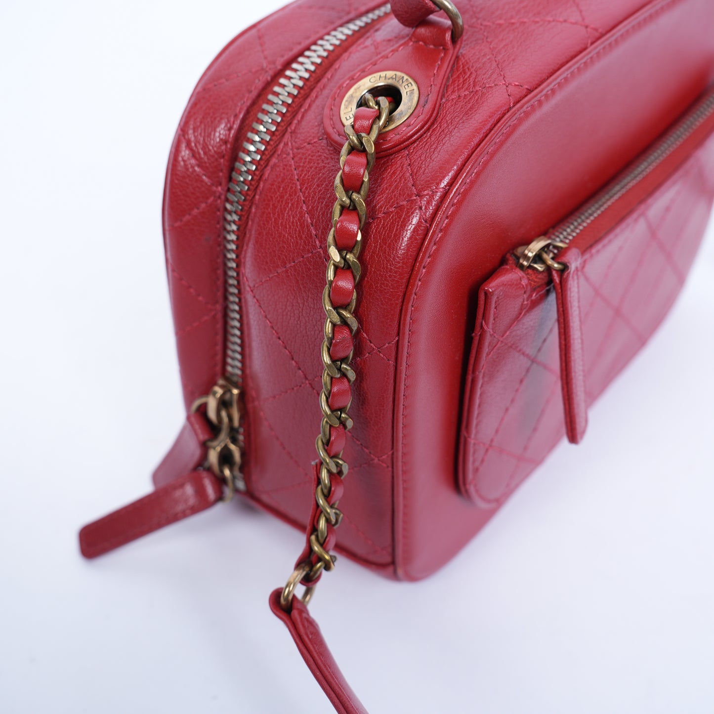 CHANEL RED VANITY CASE BAG