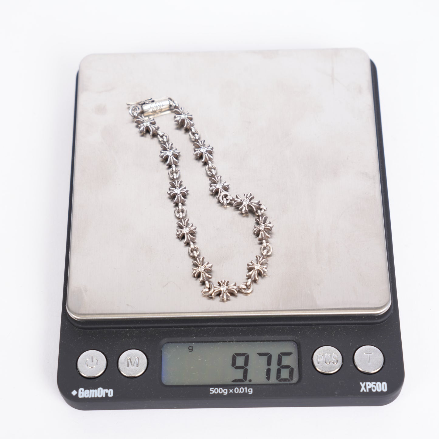 CHROME HEARTS DIAMOND TINY E BRACELET 12 LINK