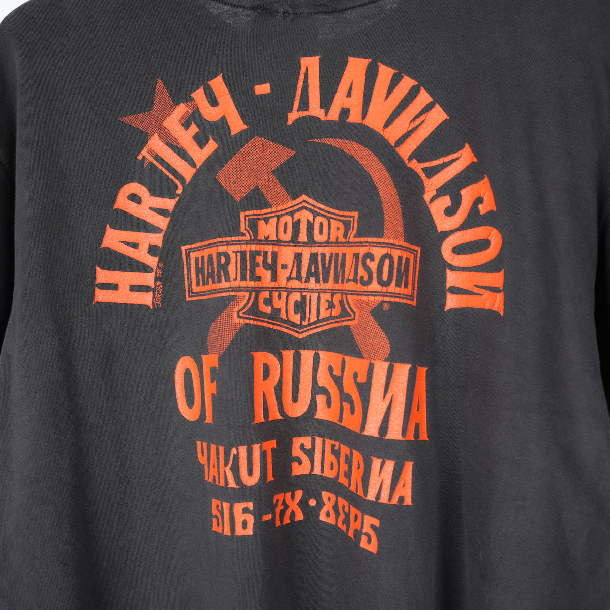 VINTAGE HARLEY DAVIDSON SOVIET UNION ARM AND SICKLE EMBLEM T-SHIRT RUSSIA