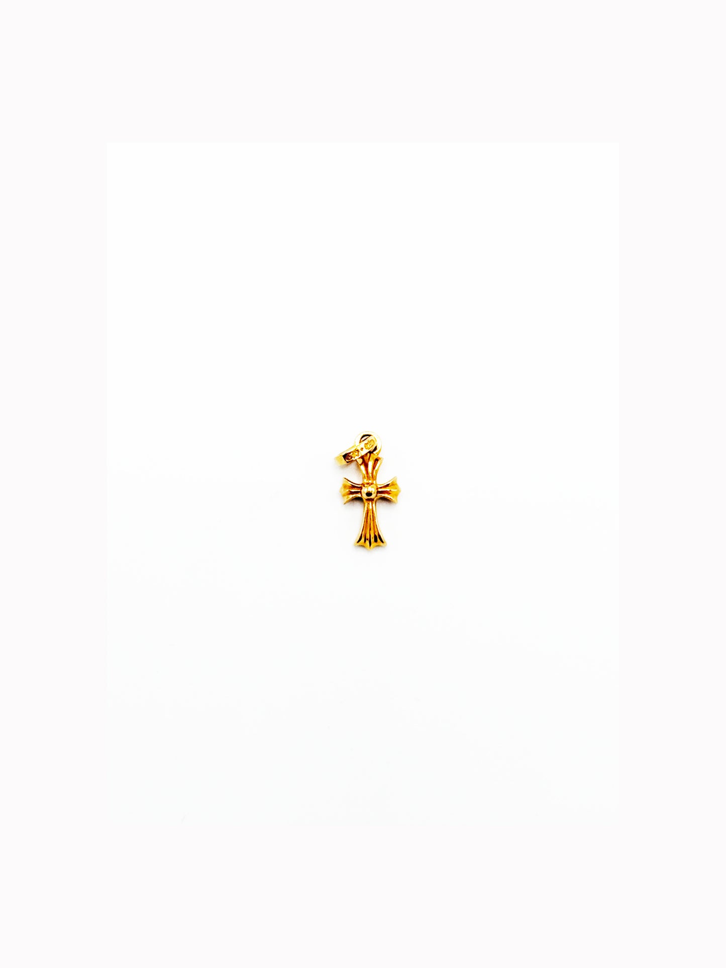 CHROME HEARTS 22K Gold Baby Fat Cross Pendant Pave Sapphire