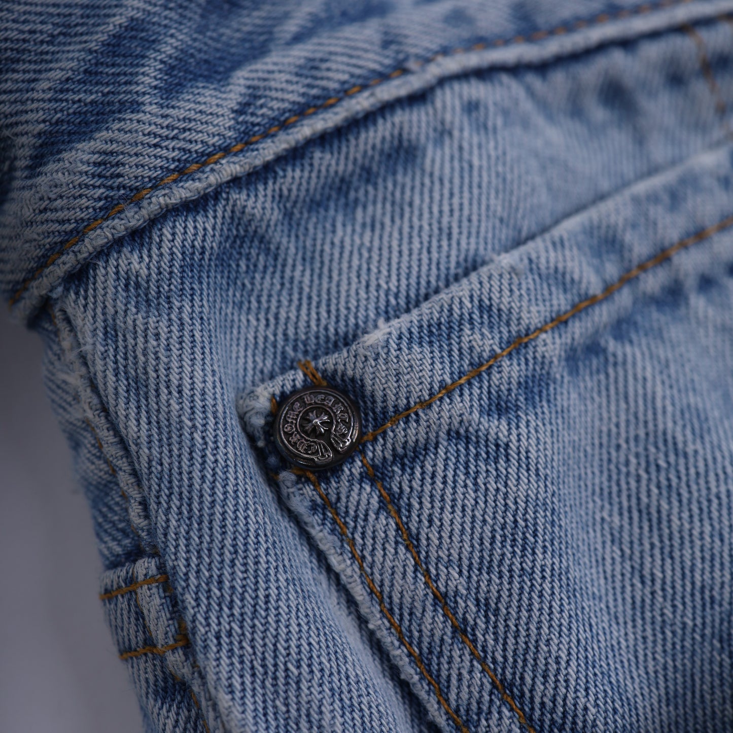 CHROME HEARTS BIG PATCH ORANGE FLARED DENIM