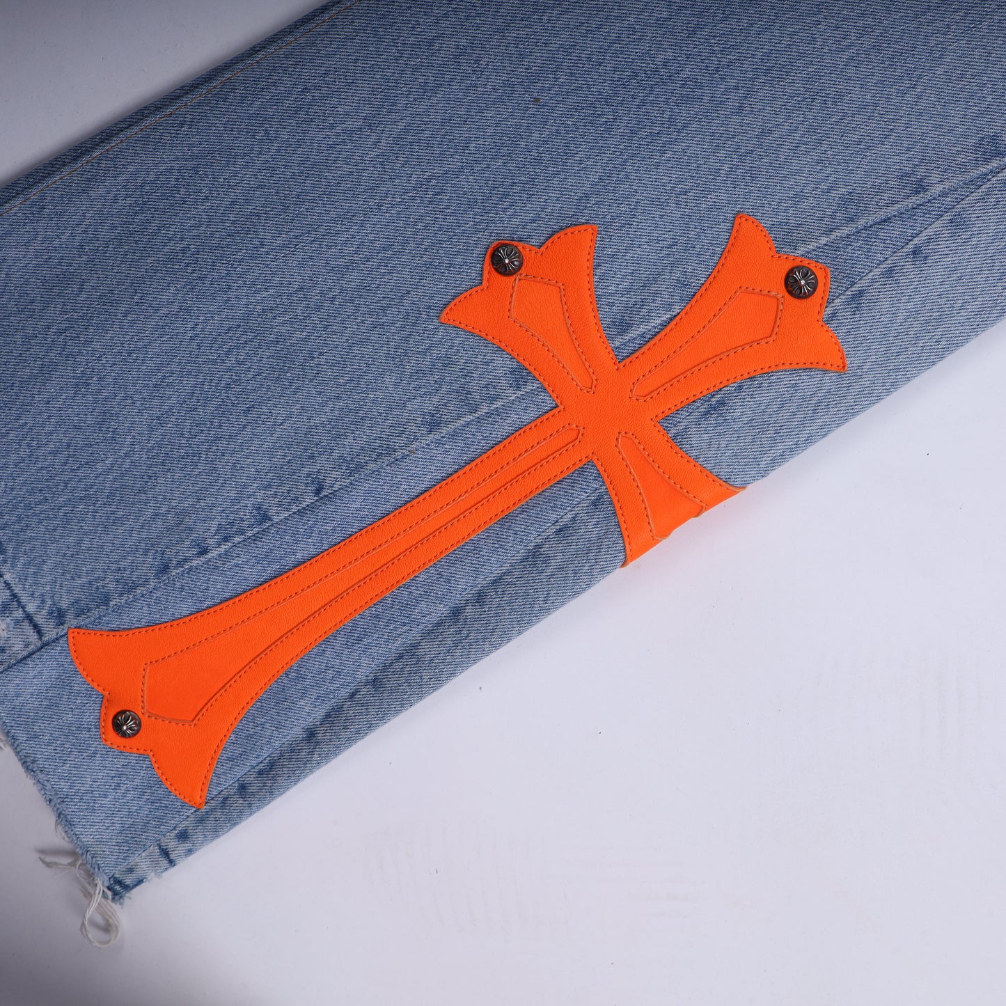 CHROME HEARTS BIG PATCH ORANGE FLARED DENIM