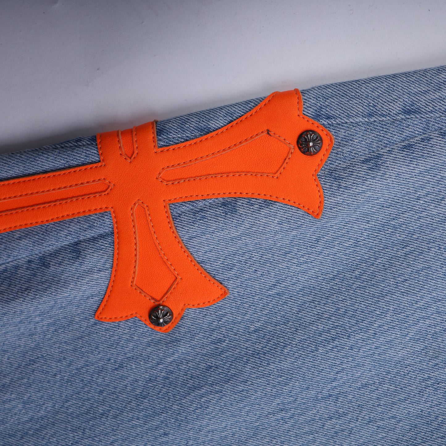 CHROME HEARTS BIG PATCH ORANGE FLARED DENIM