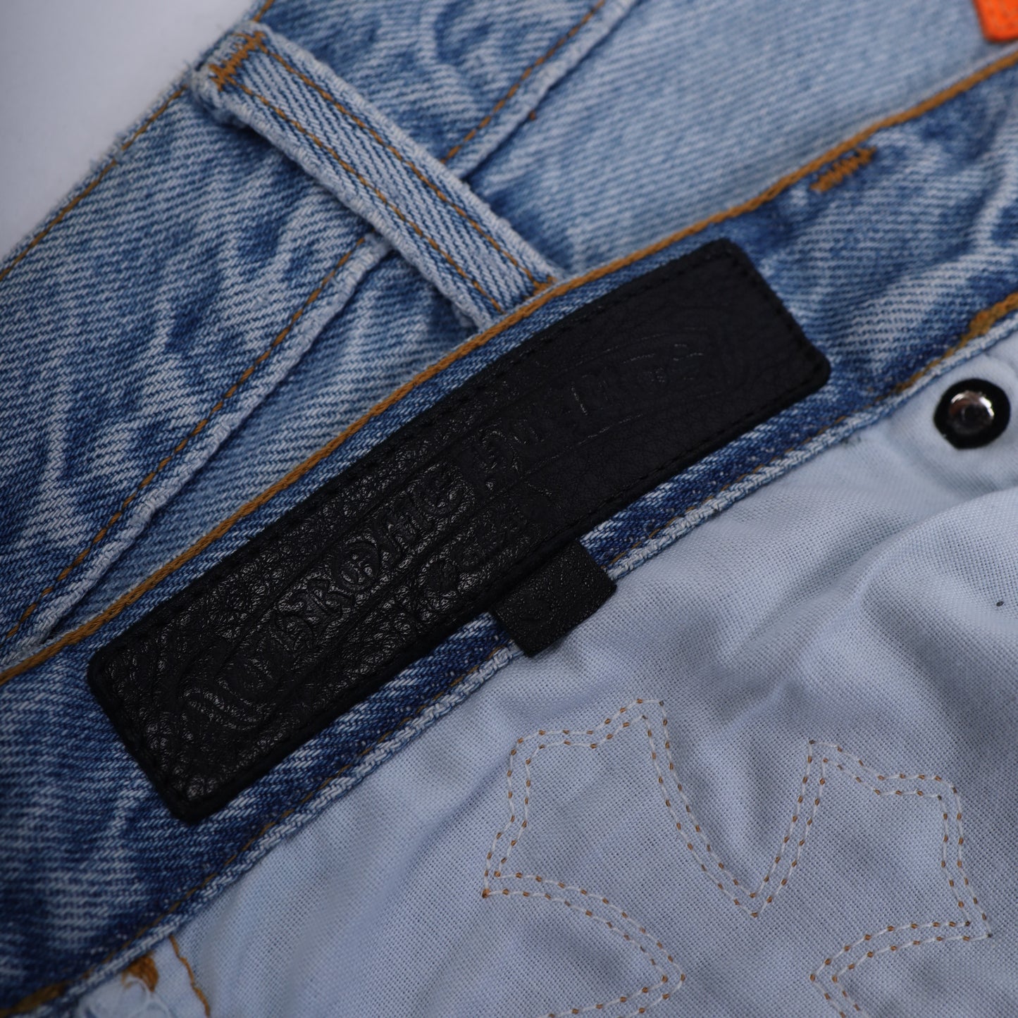 CHROME HEARTS BIG PATCH ORANGE FLARED DENIM