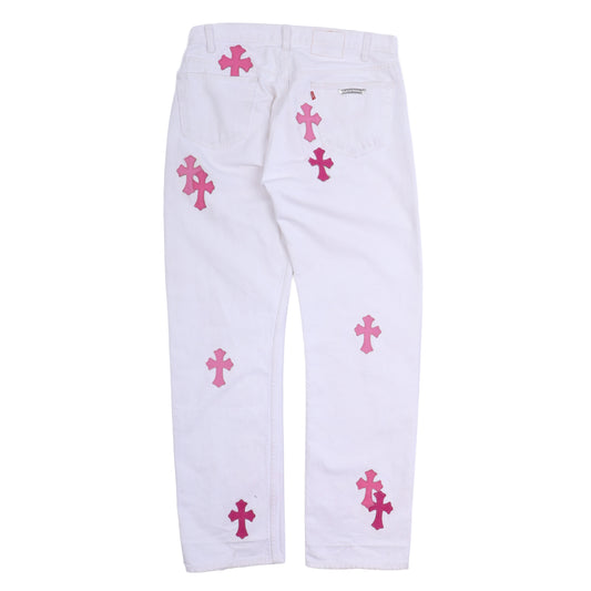 CHROME HEARTS WHITE/PINK PATCH LEVI RHODIUM PLATED