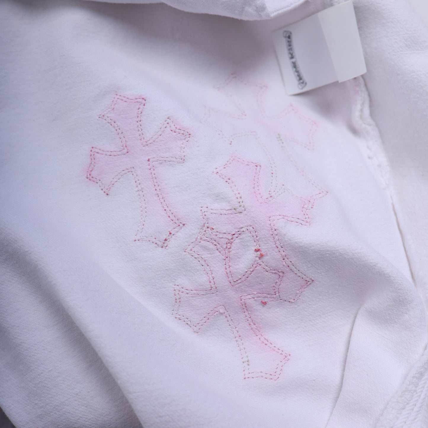CHROME HEARTS WHITE/PINK PATCH LEVI RHODIUM PLATED