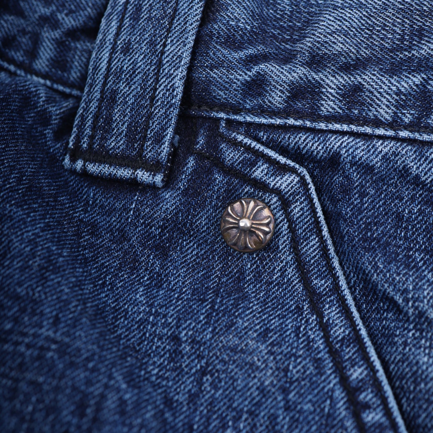 CHROME HEARTS WHITE PATCH CARPENTER BLUE DENIM
