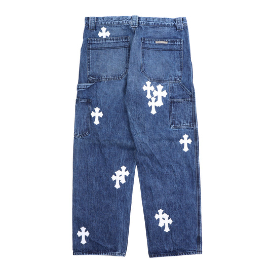 CHROME HEARTS WHITE PATCH CARPENTER BLUE DENIM