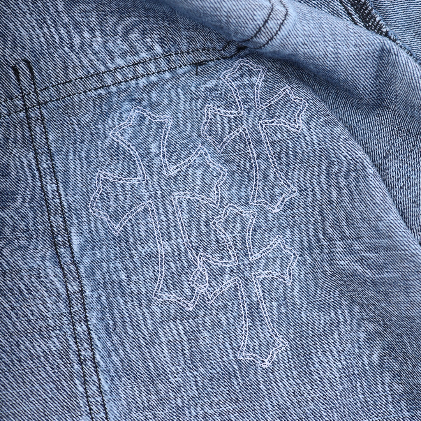 CHROME HEARTS WHITE PATCH CARPENTER BLUE DENIM