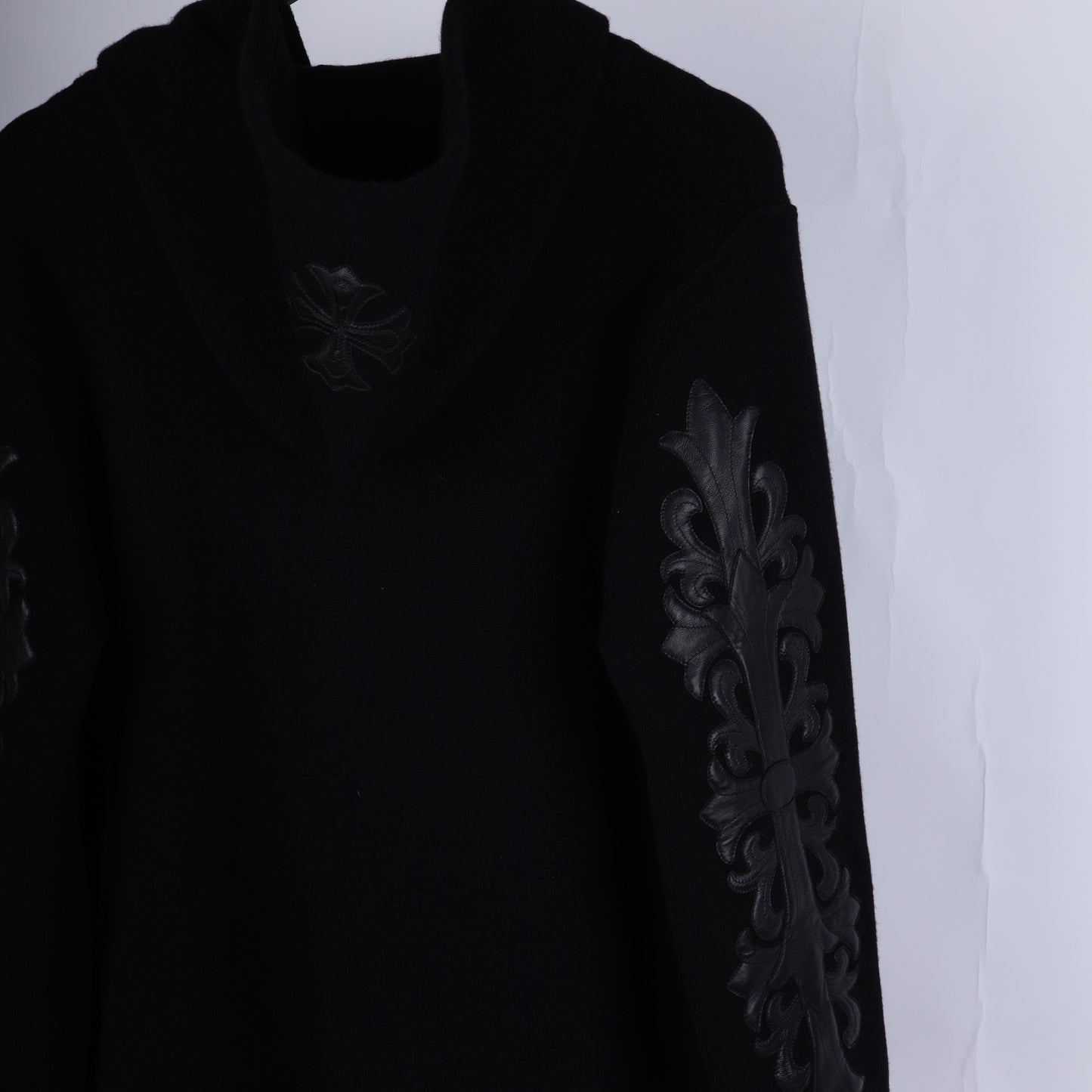 CHROME HEARTS CASHMERE HOODIE WITH FLEUR PATCHES