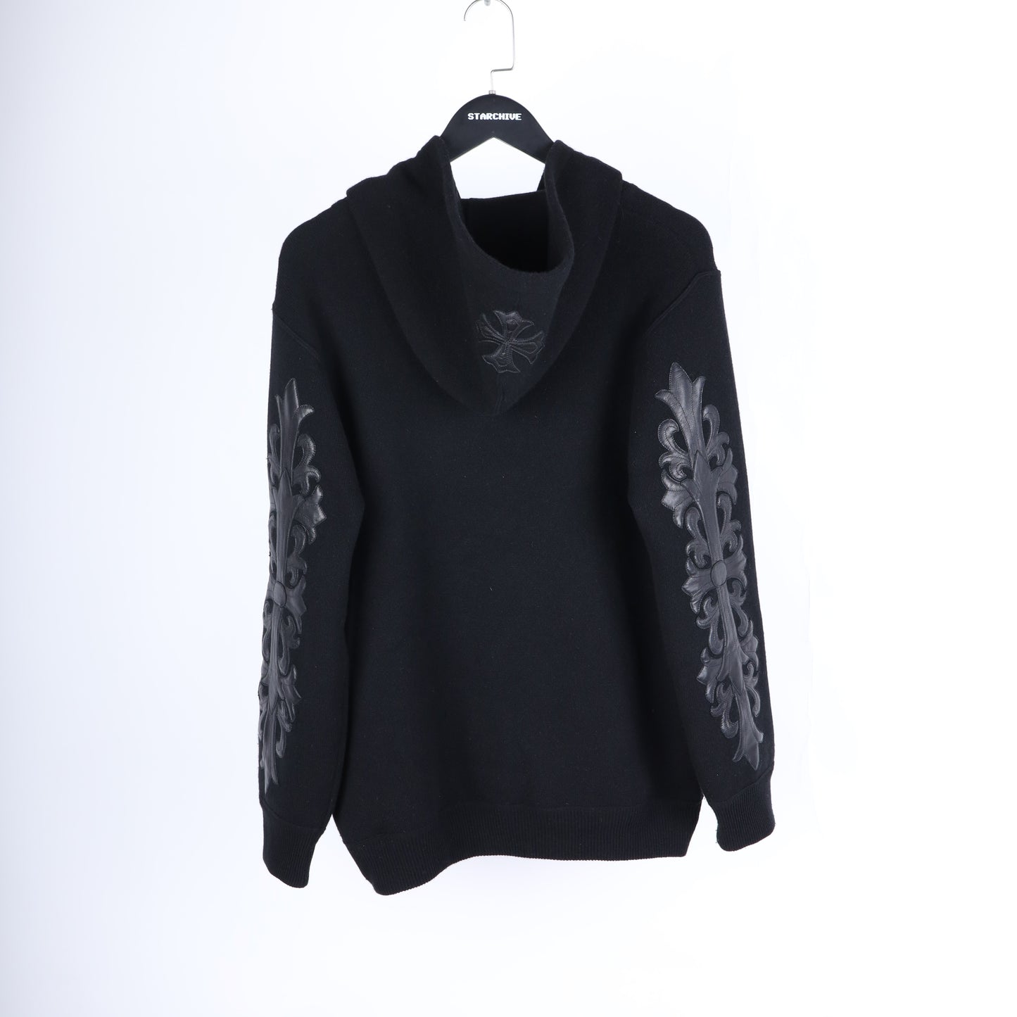 CHROME HEARTS CASHMERE HOODIE WITH FLEUR PATCHES