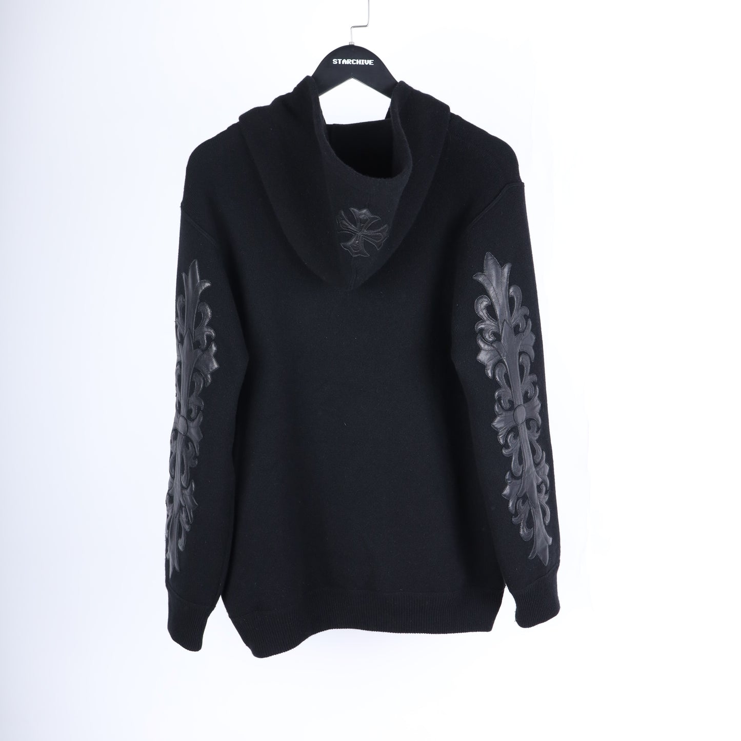 CHROME HEARTS CASHMERE HOODIE WITH FLEUR PATCHES