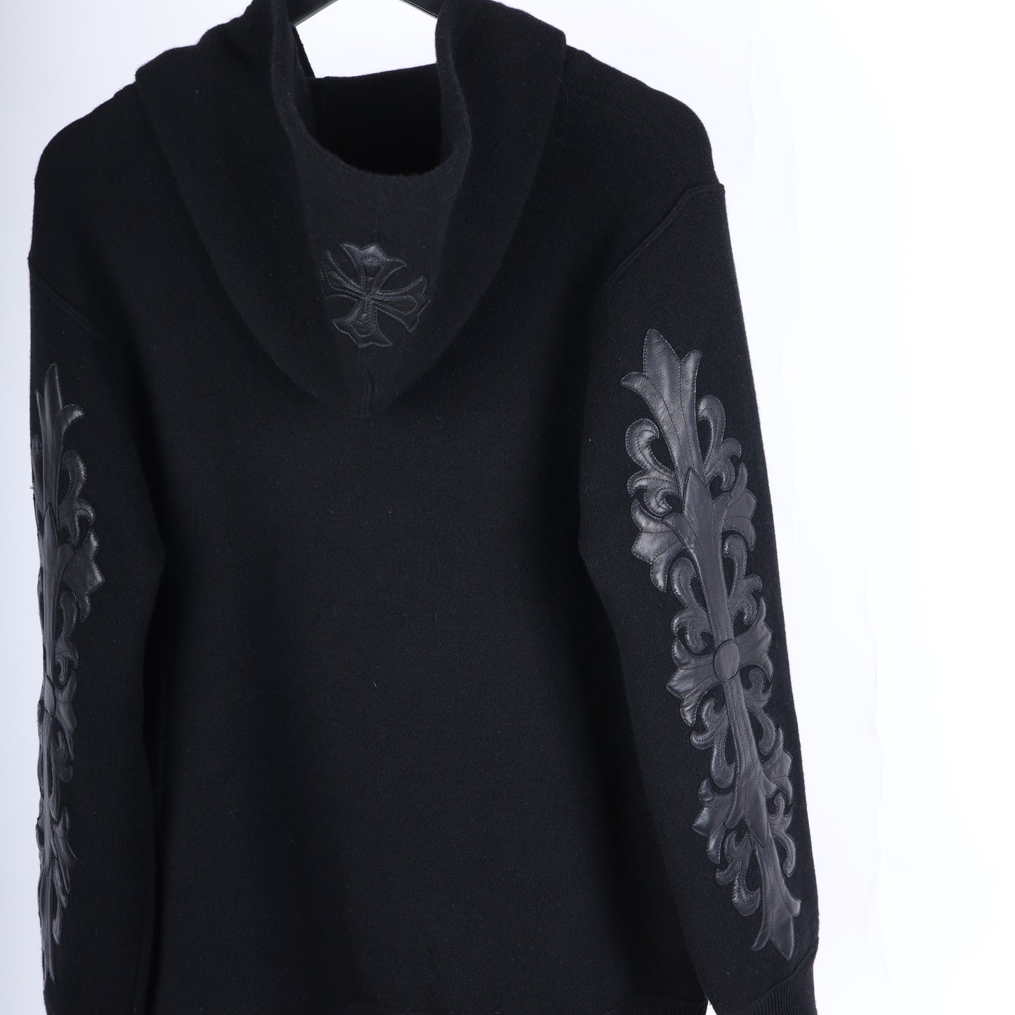 CHROME HEARTS CASHMERE HOODIE WITH FLEUR PATCHES