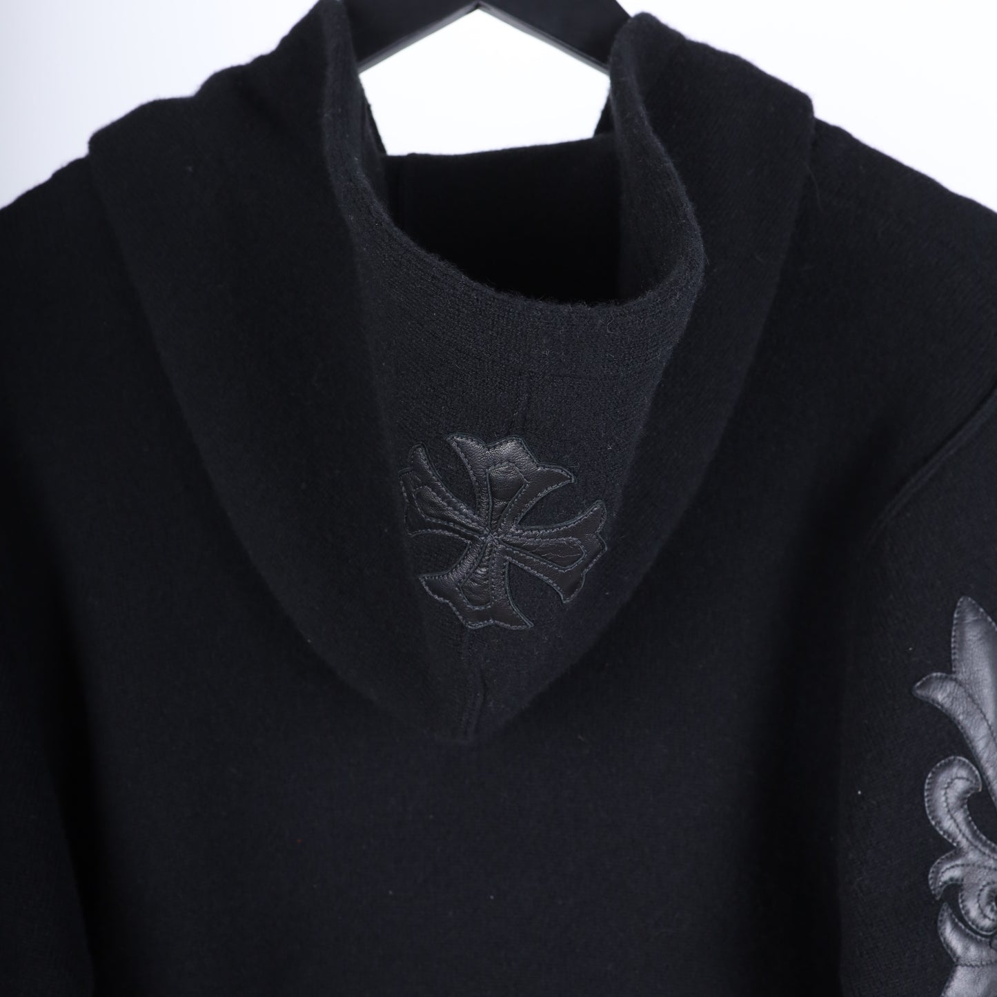 CHROME HEARTS CASHMERE HOODIE WITH FLEUR PATCHES