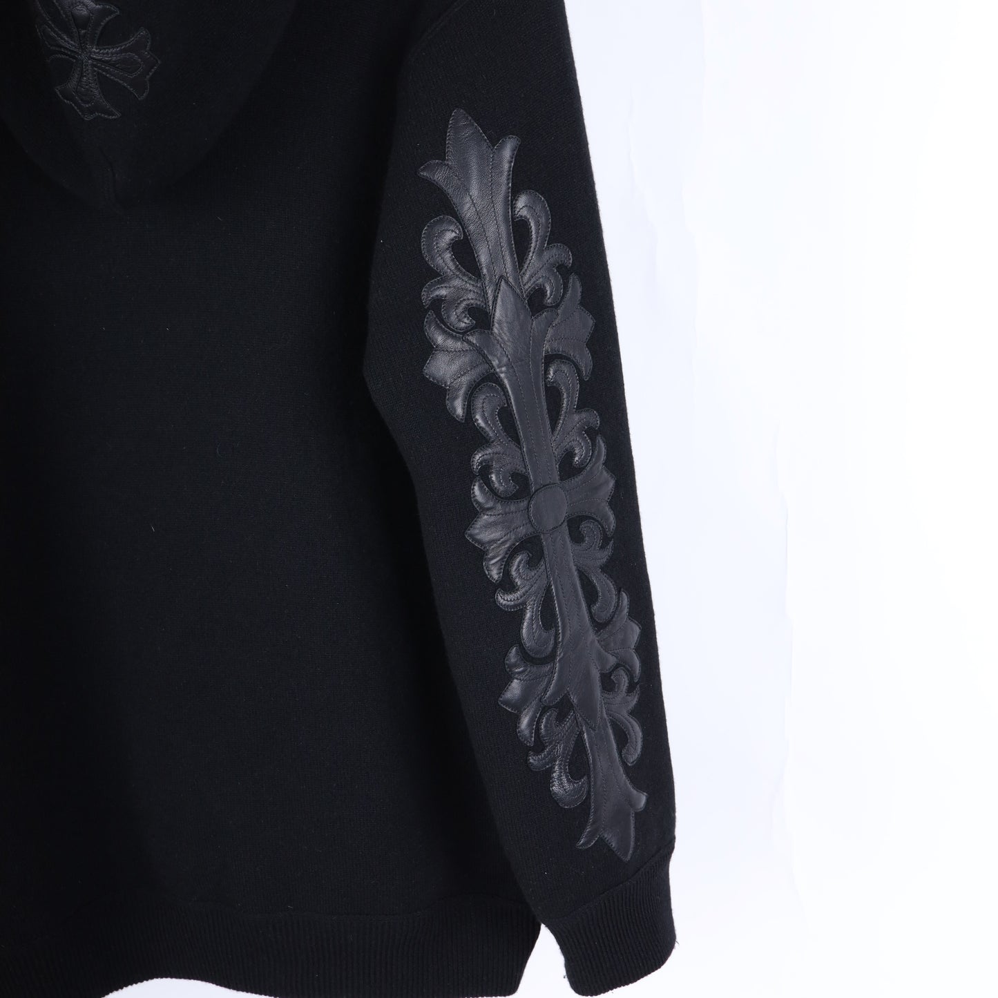 CHROME HEARTS CASHMERE HOODIE WITH FLEUR PATCHES