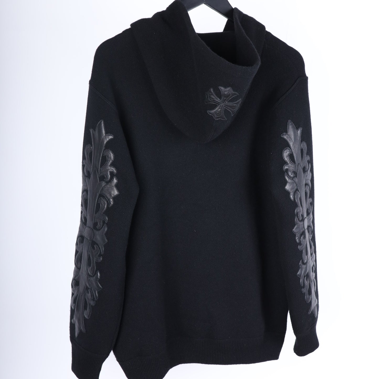 CHROME HEARTS CASHMERE HOODIE WITH FLEUR PATCHES