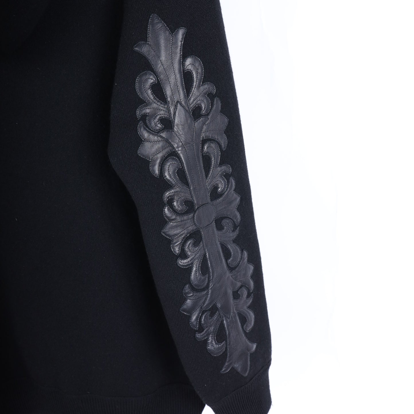 CHROME HEARTS CASHMERE HOODIE WITH FLEUR PATCHES