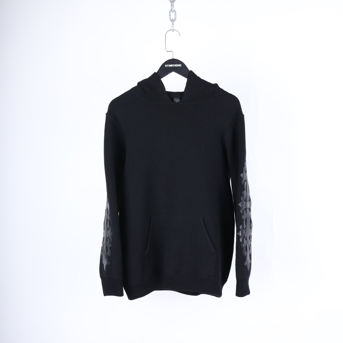 CHROME HEARTS CASHMERE HOODIE WITH FLEUR PATCHES