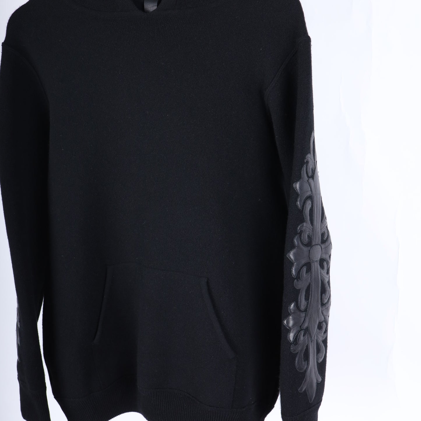 CHROME HEARTS CASHMERE HOODIE WITH FLEUR PATCHES