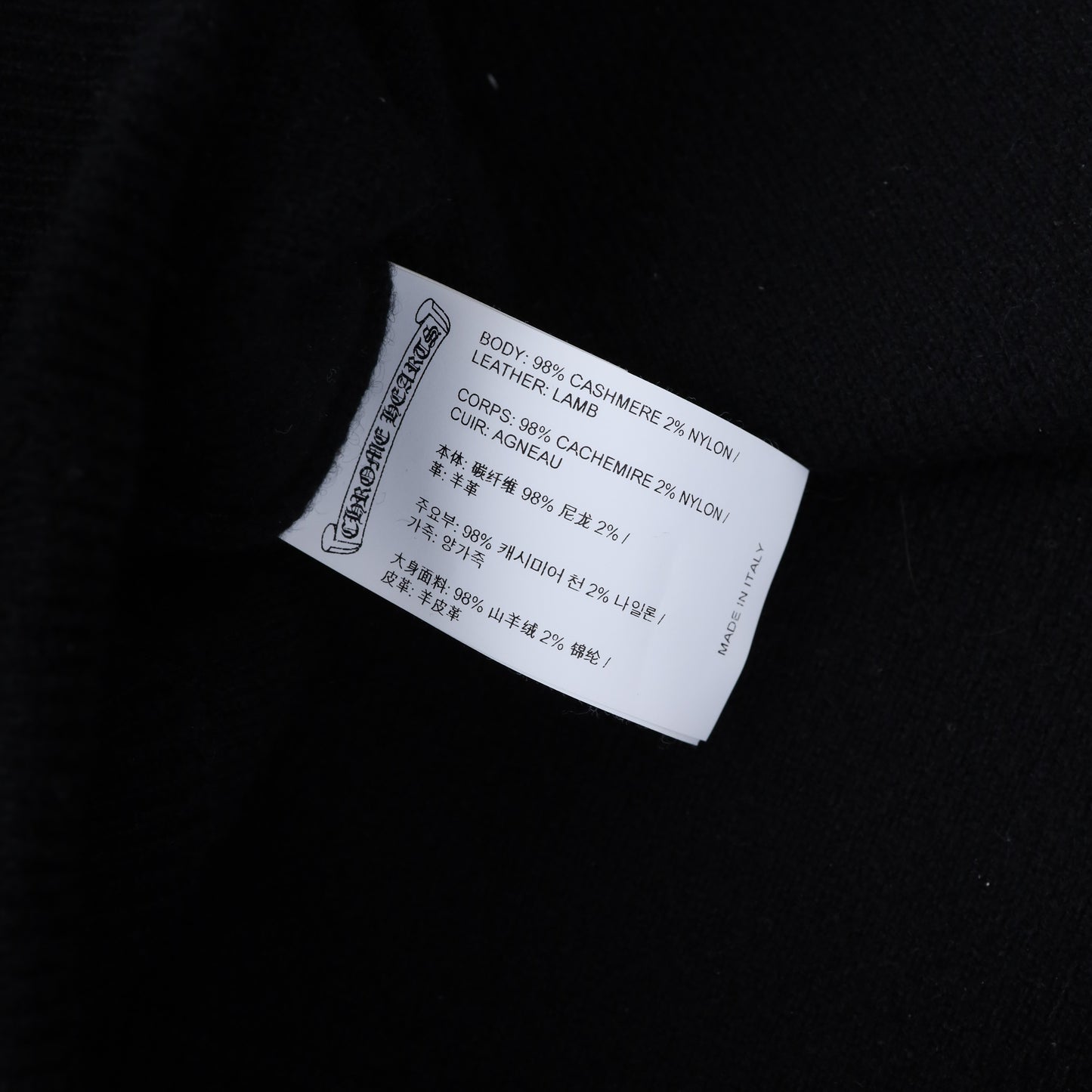 CHROME HEARTS CASHMERE HOODIE WITH FLEUR PATCHES